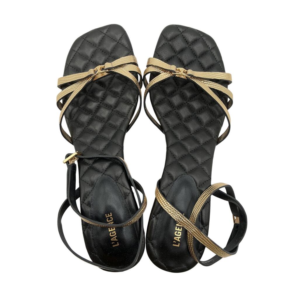 L'Agence Quilted Black Genette Sandal Size 8 - Picture 3 of 6